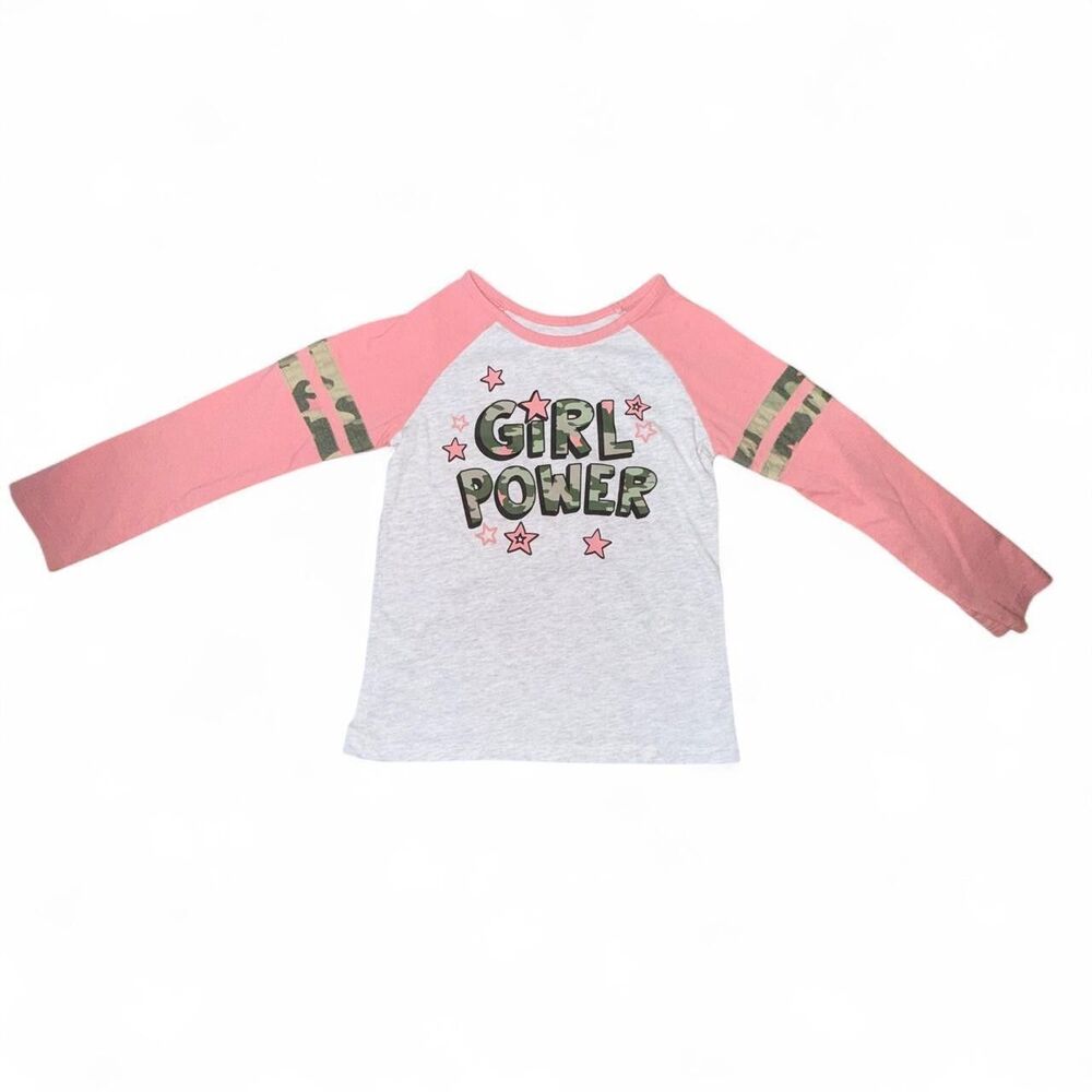 Garanimals Girls Long Sleeve Raglan Shirt Pink Gray Girl Power Size 4T